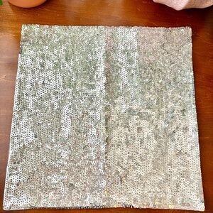 Pottery Barn silver sequence square placemat holiday party decor Christmas